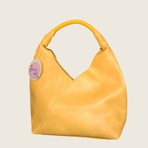 NEW  YELLOW Vegan leather mini hobo bag.  Knotted shoulder straps